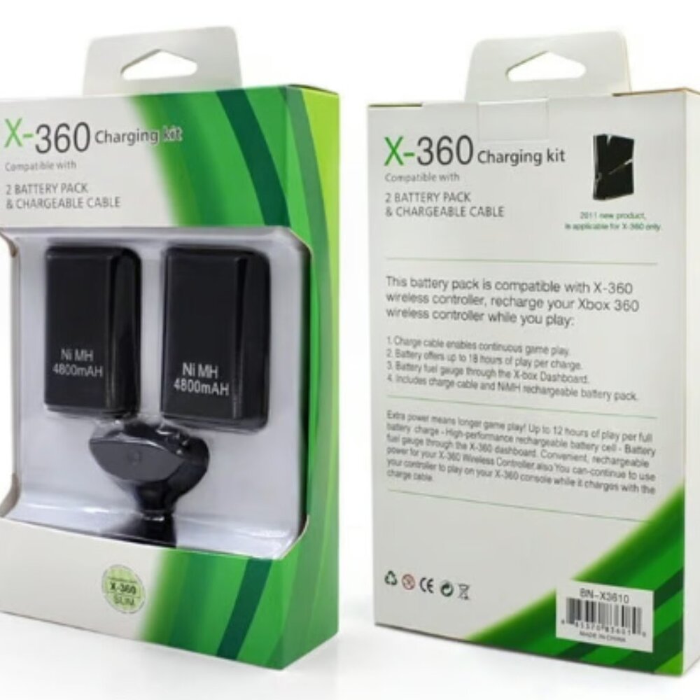2 4800mAH rechargeable batteries and chargeable cable for xbox 30 controller